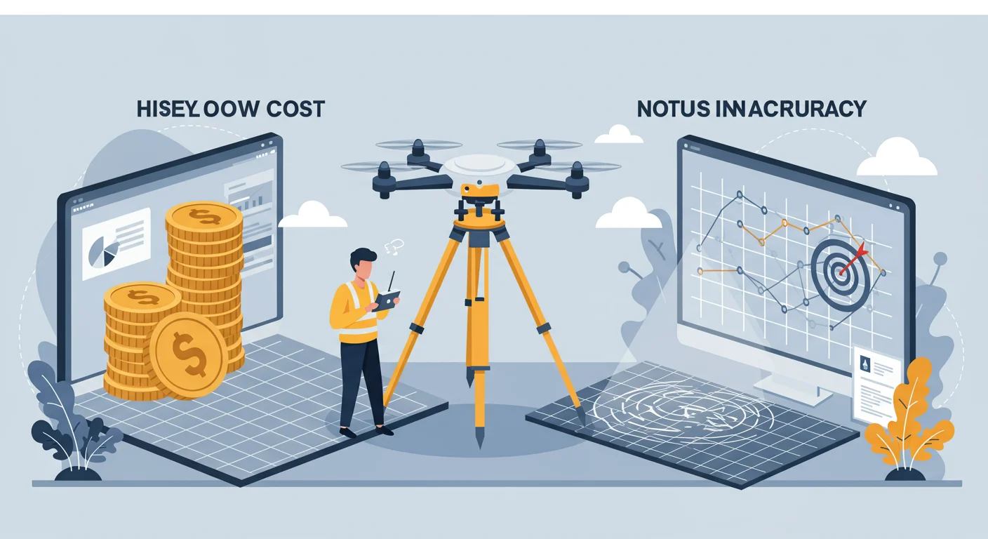 従来のドローン測量が抱えるコストと精度の課題