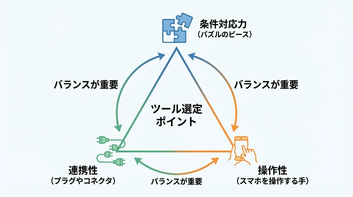 自社に合うAIツールを選定するための3つの重要ポイント（条件対応力・操作性・連携性）