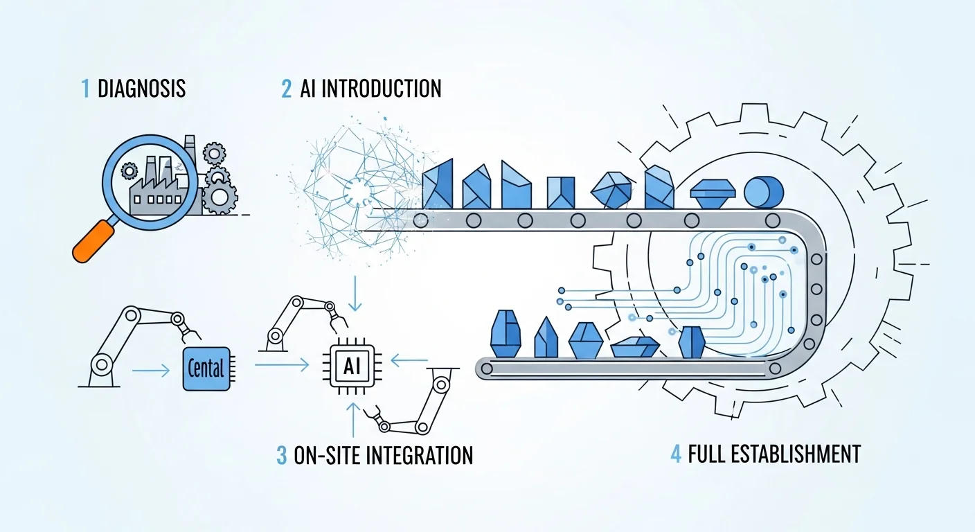 専門家と進めるAI導入4ステップ【無料の課題診断から現場定着まで】